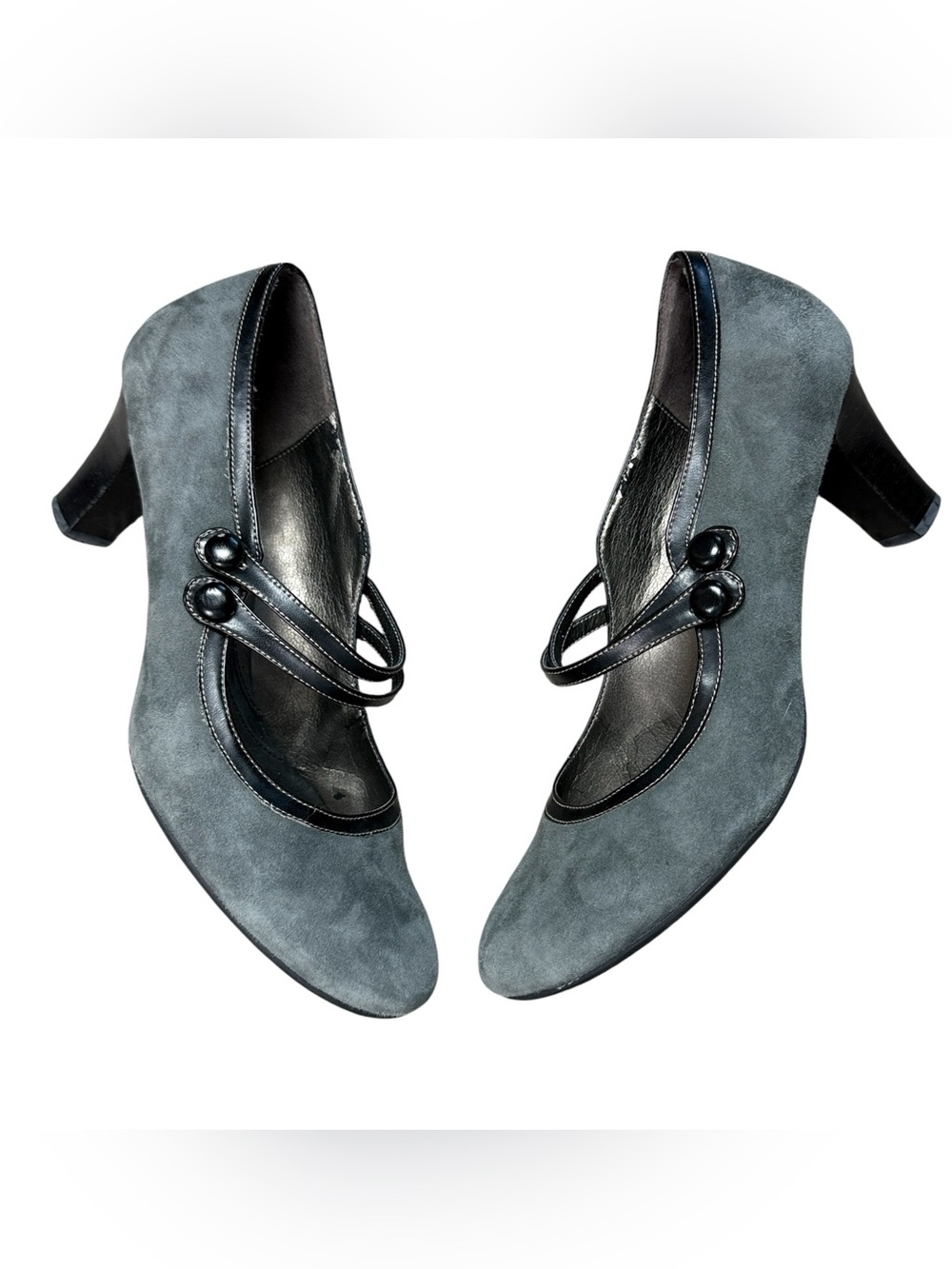 Naturalizer Classic Grey Suede Mary Jane Heels